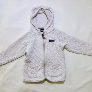 Patagonia 3T Organic Cotton Quilt Jacket Cream Hooded Zip